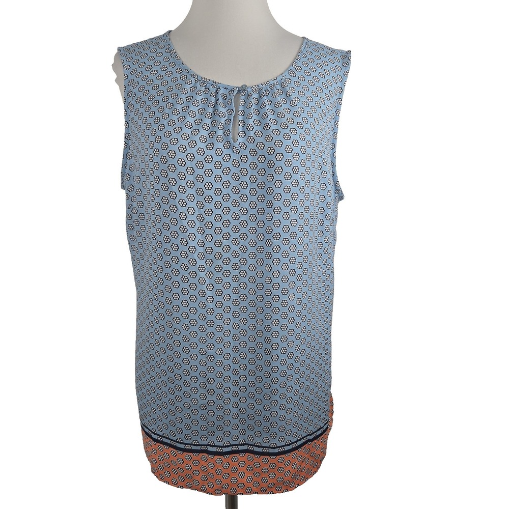 Talbots Large L Women's‎ Sleeveless Chiffon Top Blue Floral